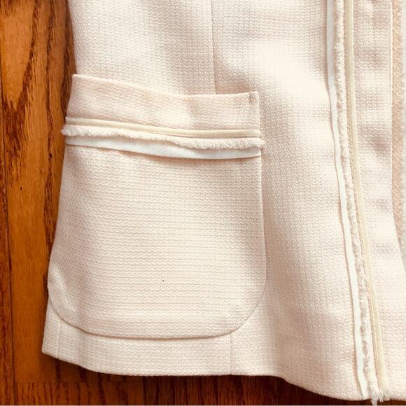 Rachel Purple Label Lady’s Jacket Cream Pockets Collarless Women’s Size S - Picture 5 of 10